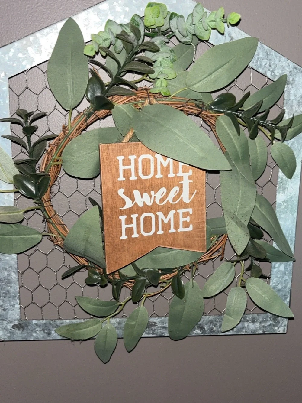 Green Eucalyptus 'Home Sweet Home' Wall Wreath by